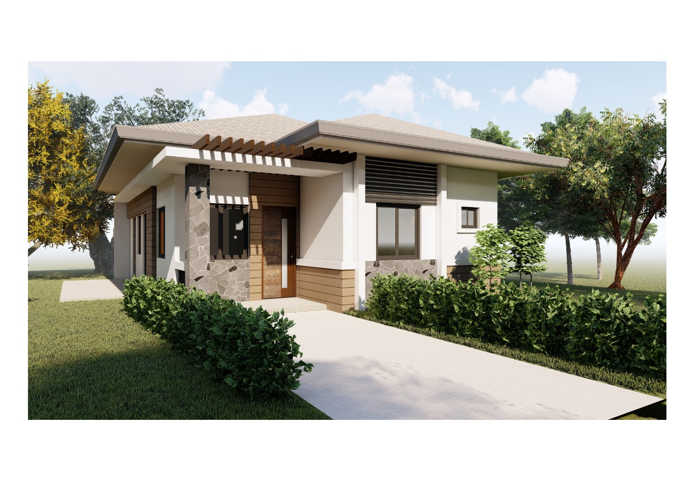 Contemporary Bungalow Home Design | Natural and Refined Finish